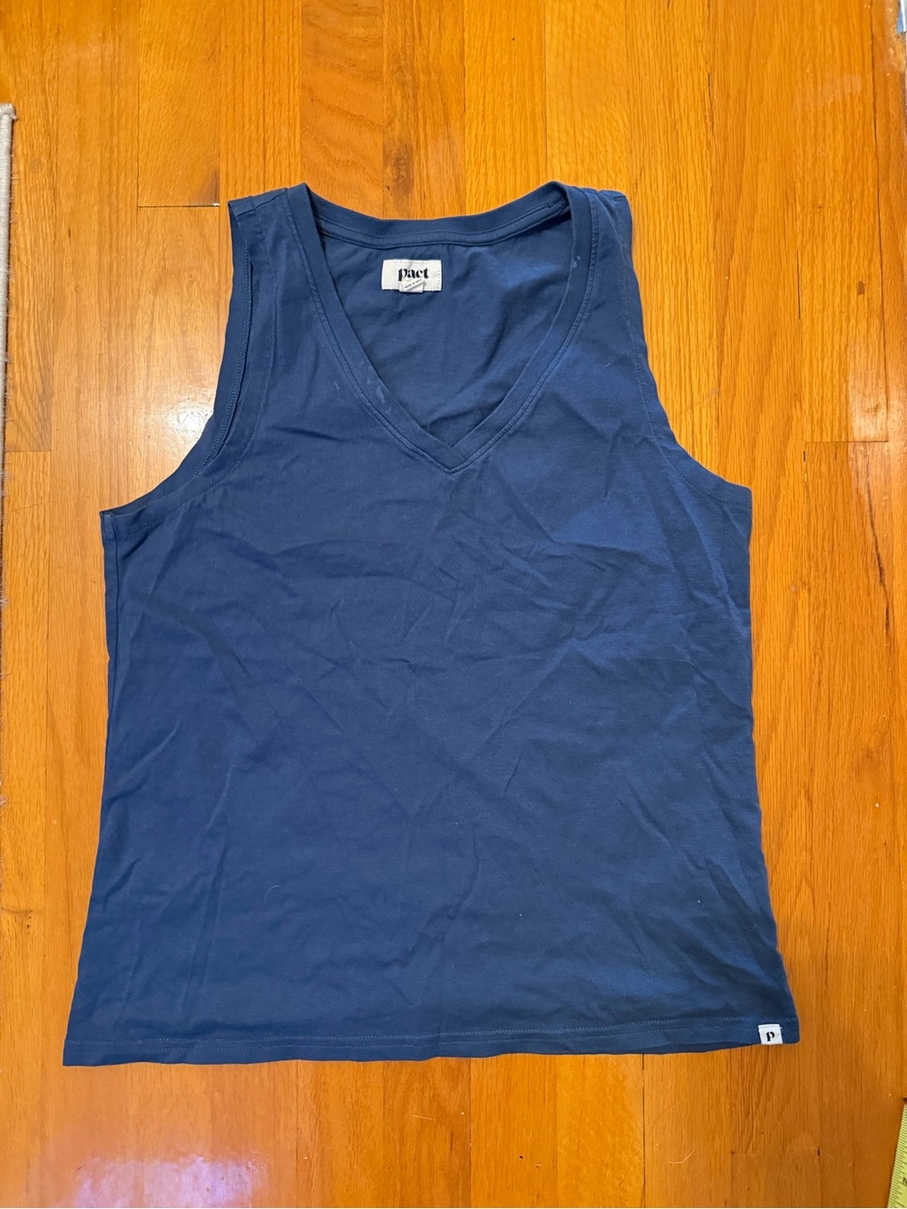 Pact Women's Navy V-Neck Cotton Tank